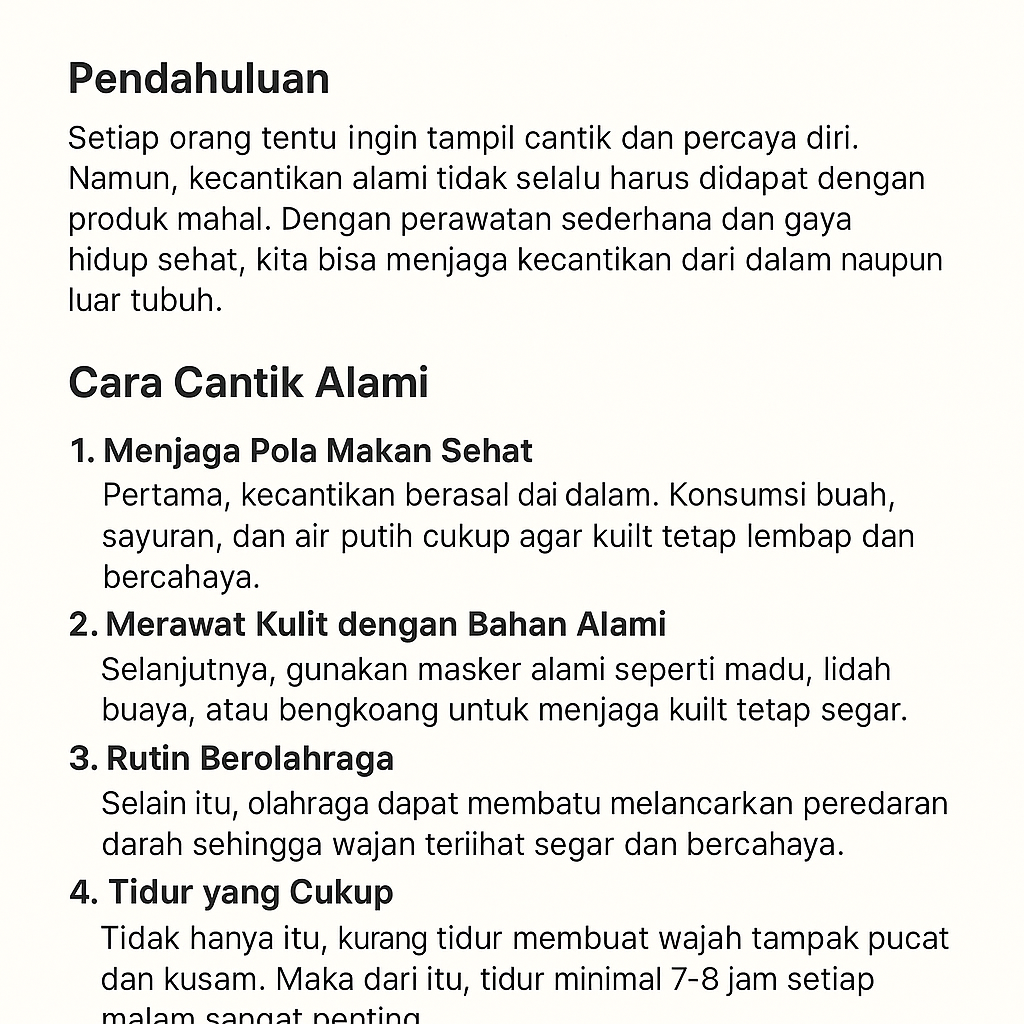 Cara Cantik Alami