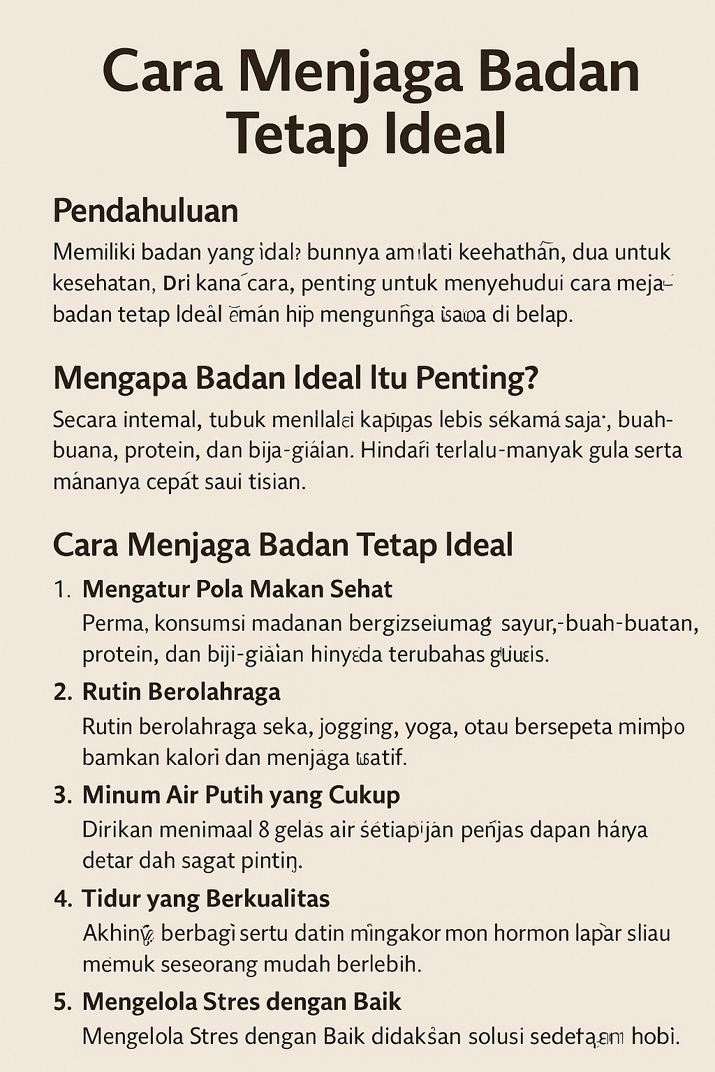 Cara Menjaga Badan Tetap Ideal