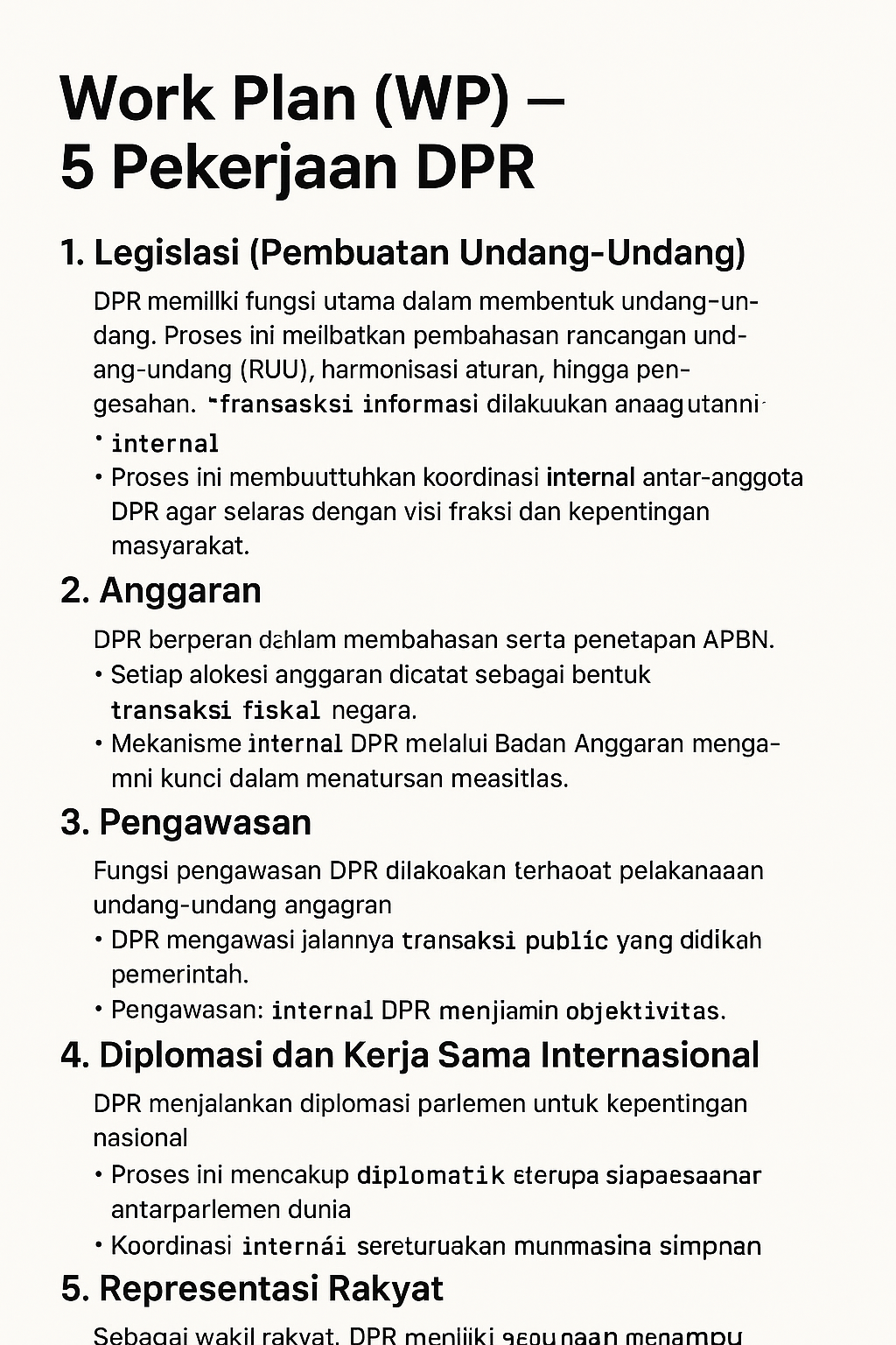 5 Pekerjaan DPR