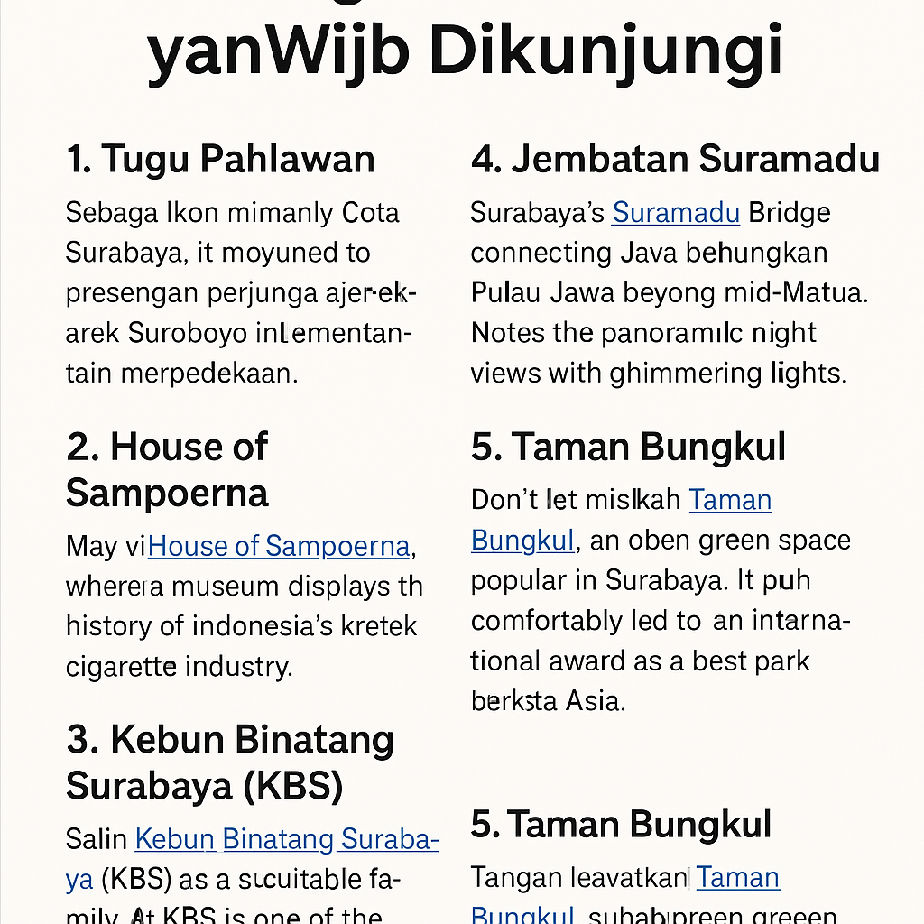5 Wisata Populer di Surabaya