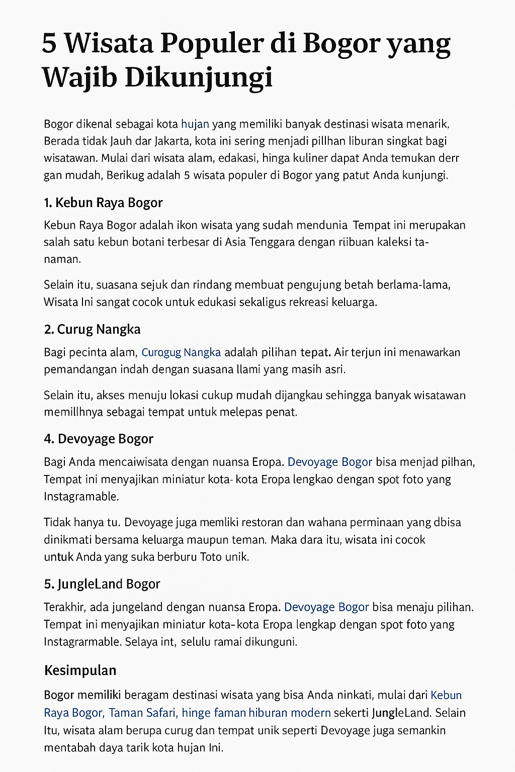 5 Wisata Populer di Bogor